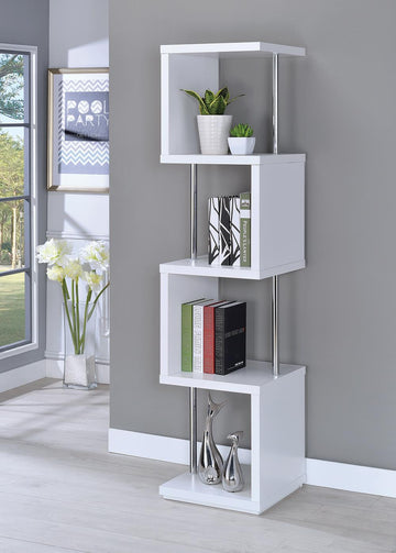 Modern White Four-Tier Bookcase