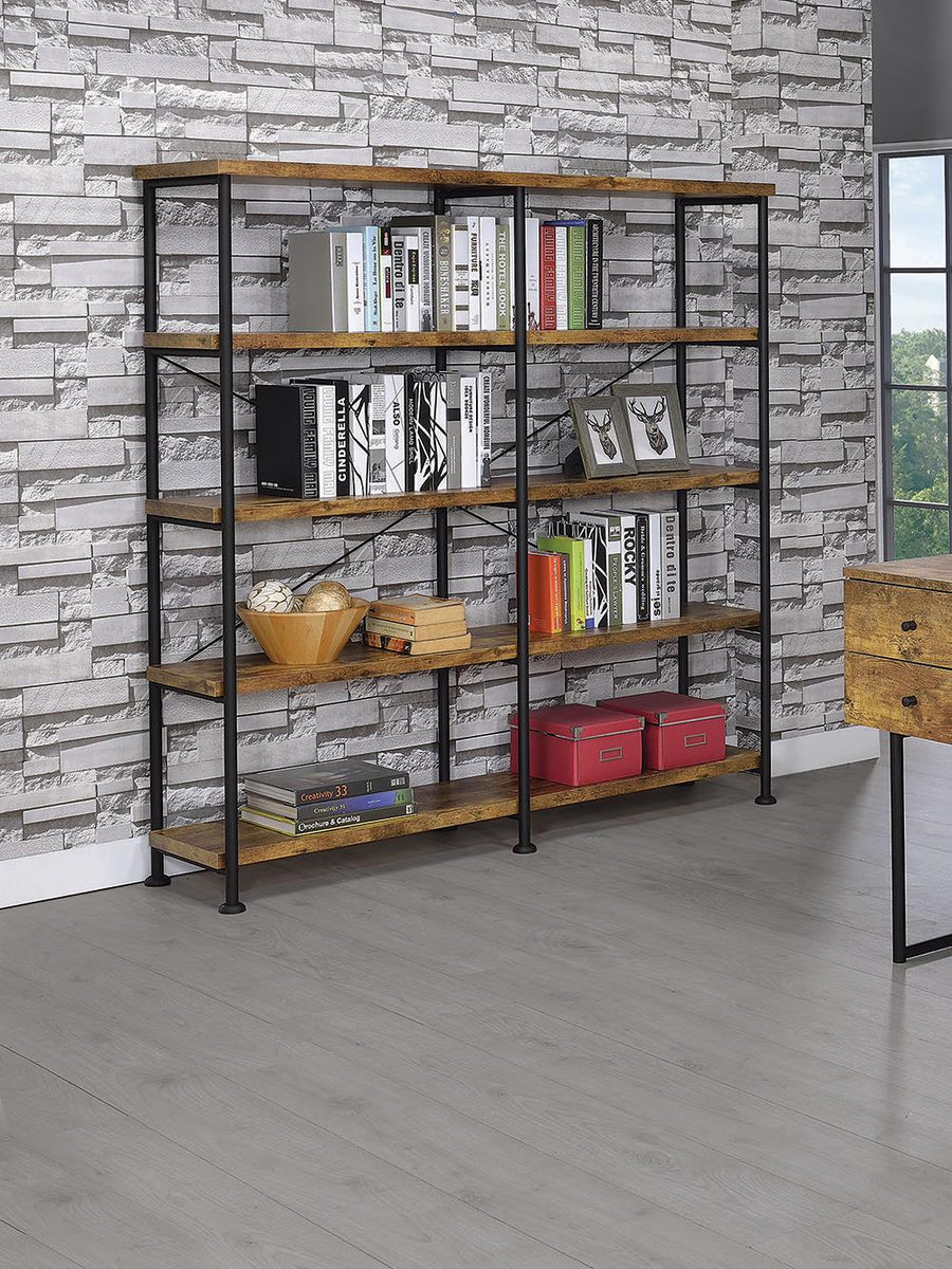 Barritt Industrial Antique Nutmeg Double-Wide Bookcase