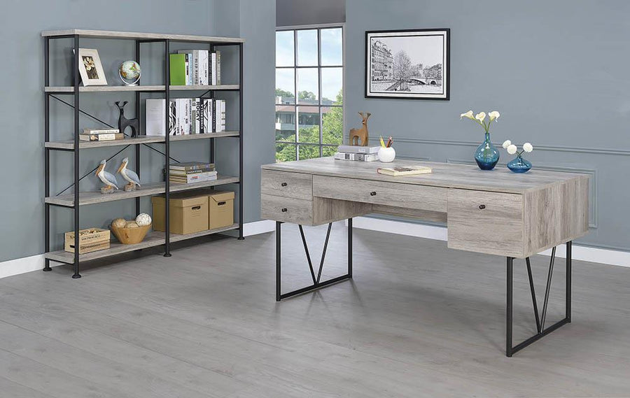 Guthrie Industrial Grey Driftwood Bookcase