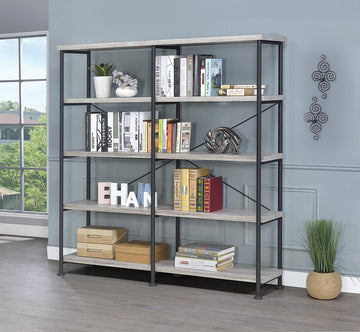 Guthrie Industrial Grey Driftwood Bookcase