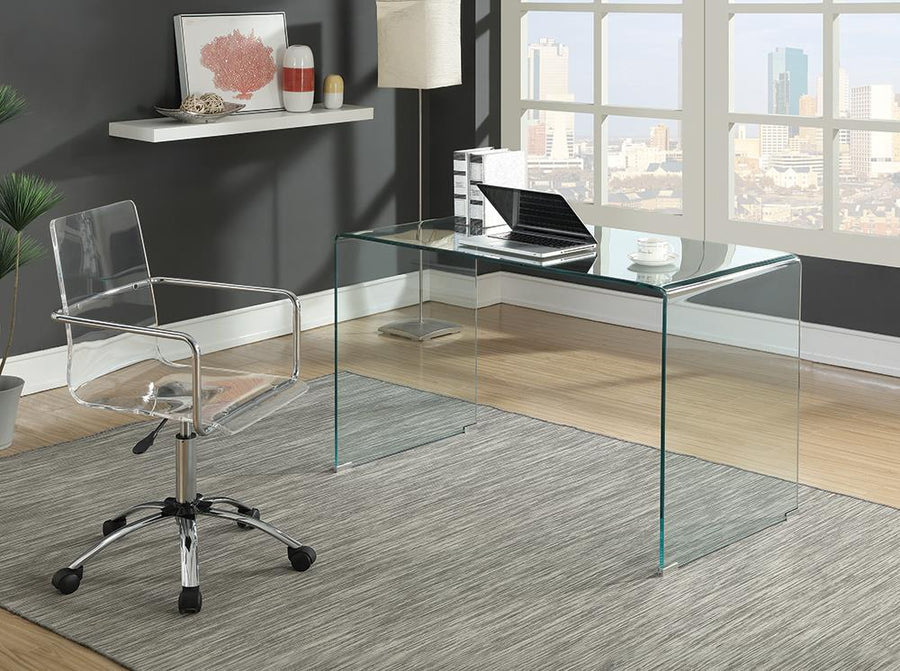 Contemporary Clear Glass Writing Desk