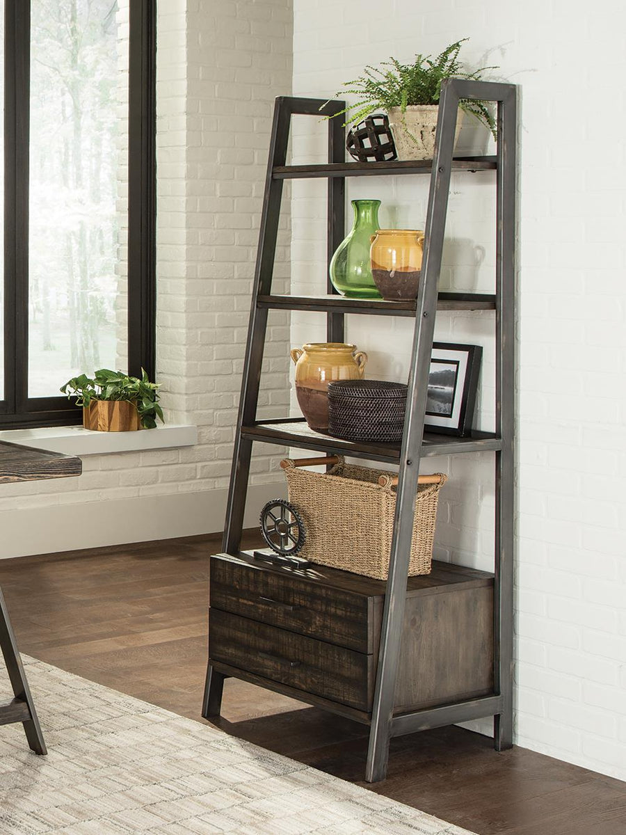 Deponte Weathered Gunmetal Tapering Bookcase