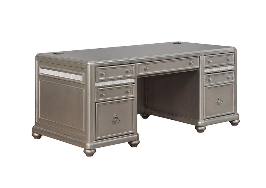 Ritzville Metallic Platinum Executive Desk