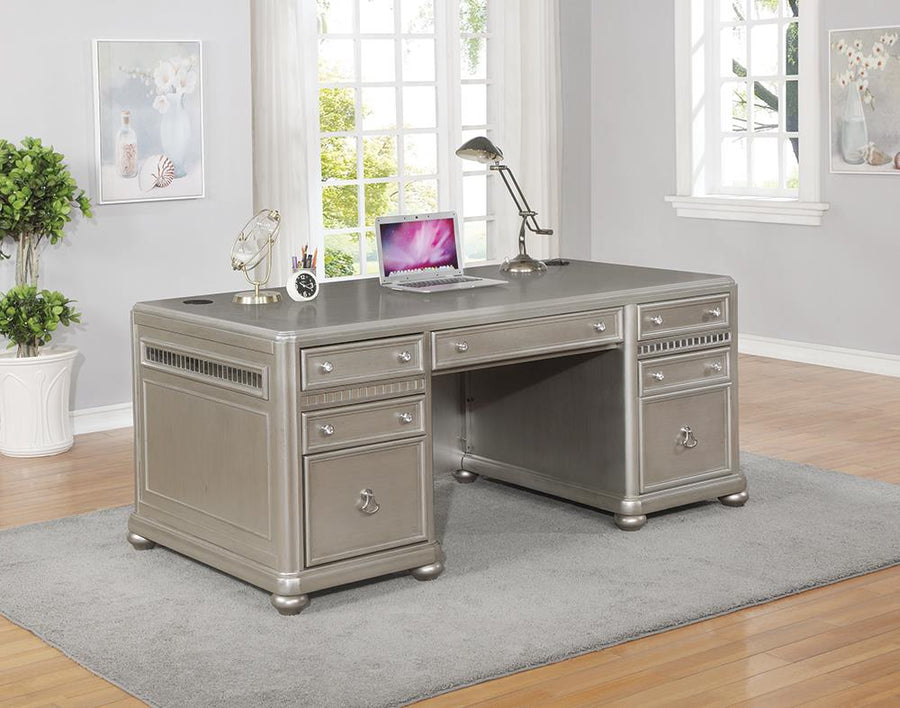 Ritzville Metallic Platinum Executive Desk