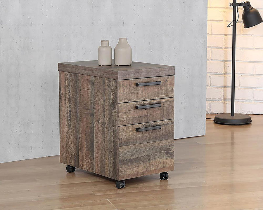 Luke Weathered Oak Mobile File Cabinet