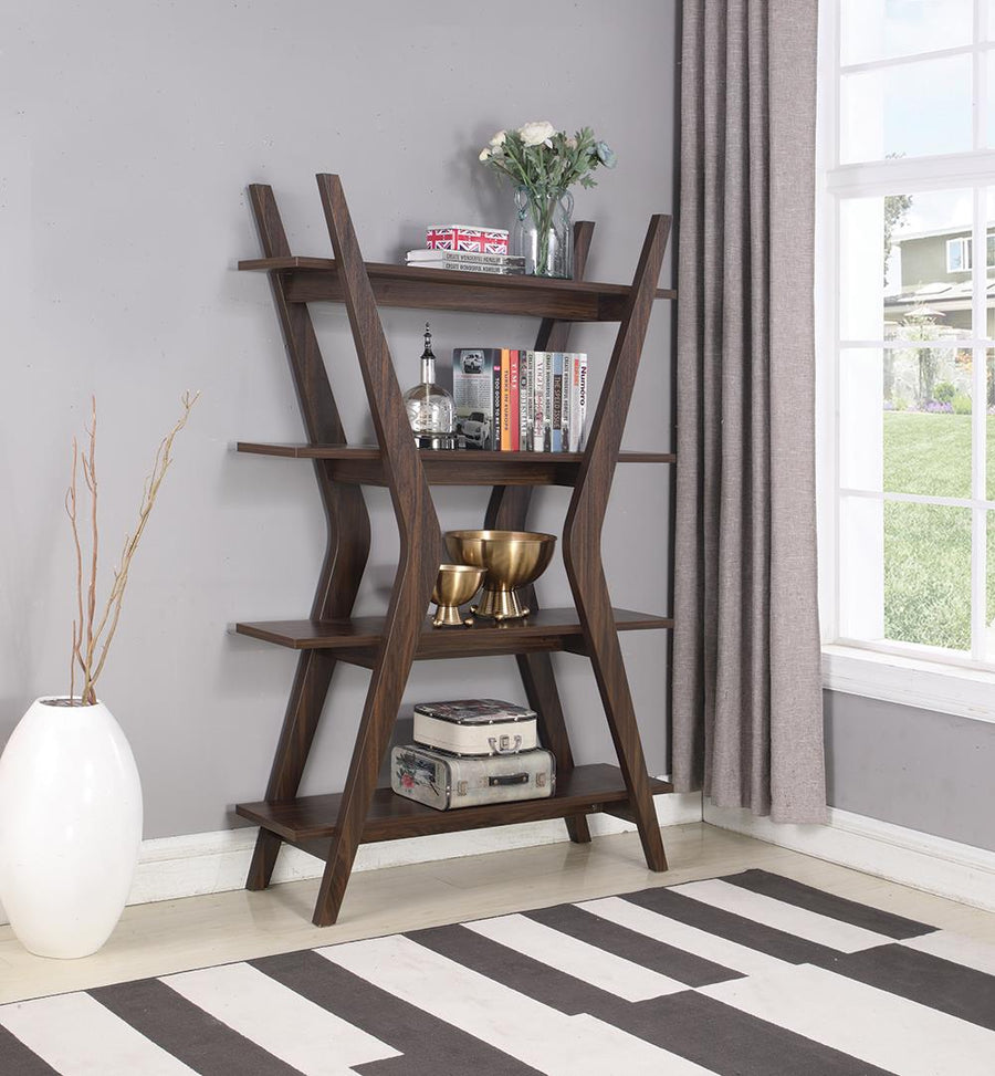 Mid-Century Modern Dark Walnut Bookcase