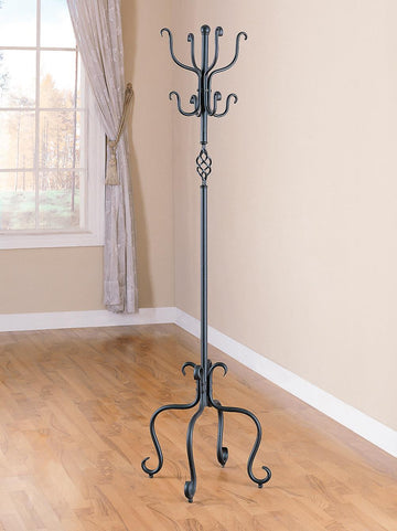 Transitional Black Metal Coat Rack