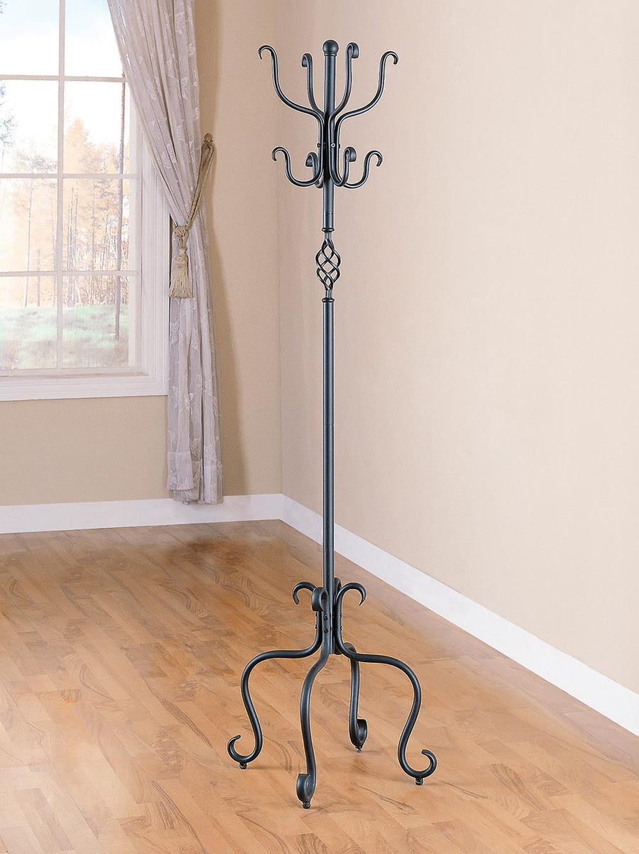 Transitional Black Metal Coat Rack