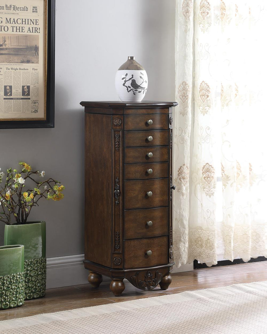 Traditional Brown Red Jewelry Armoire