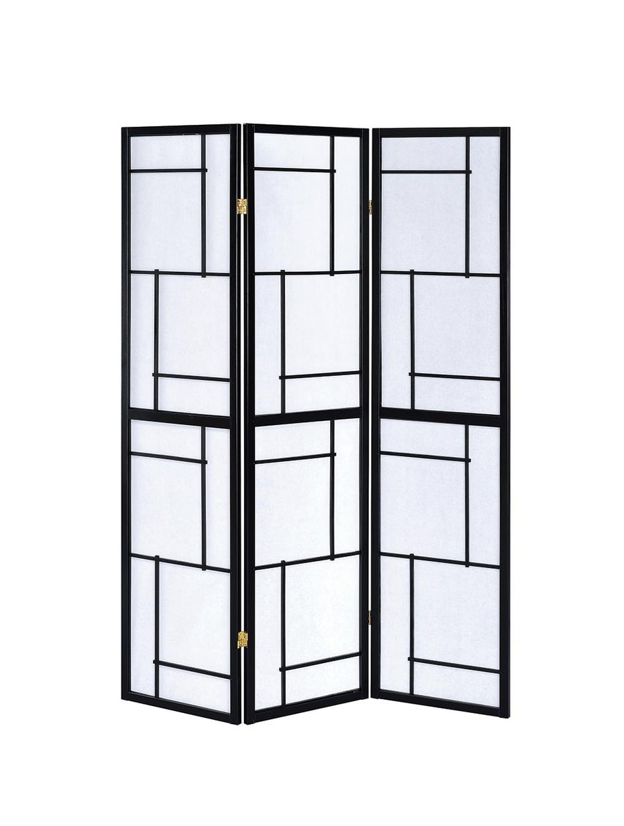 Contemporary Black Three-Panel Screen