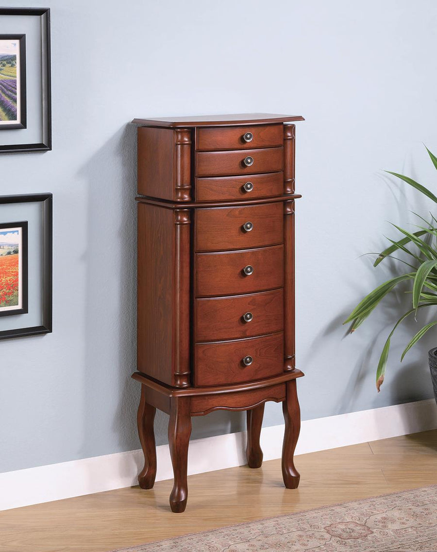 Transitional Warm Brown Jewelry Armoire