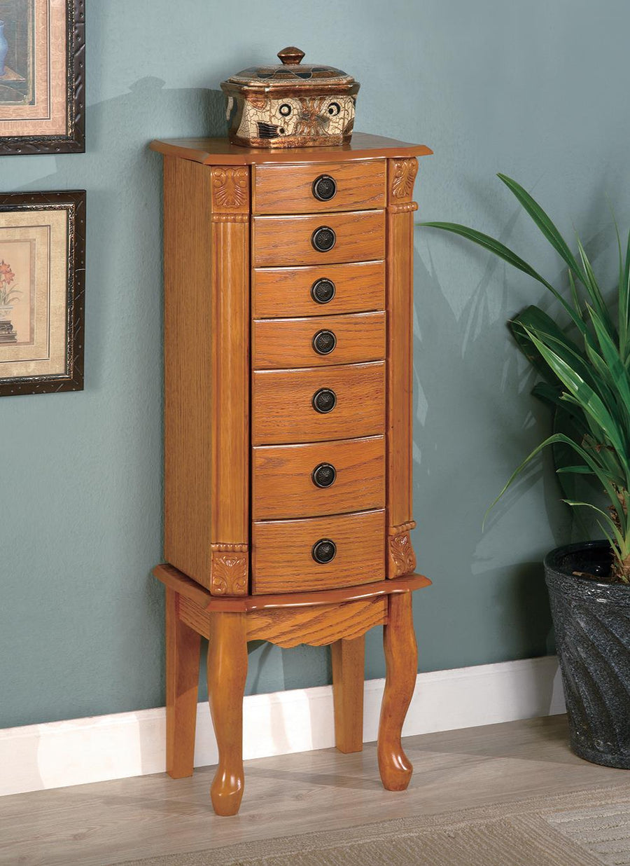 Country Warm Oak Jewelry Armoire