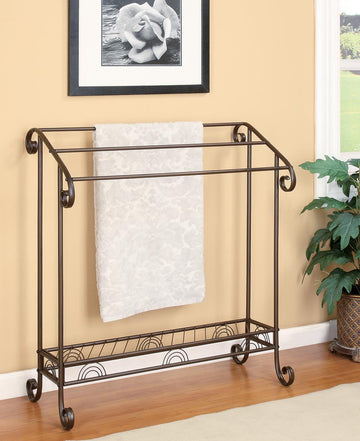 Traditional Dark Brown Metal Towel Rack