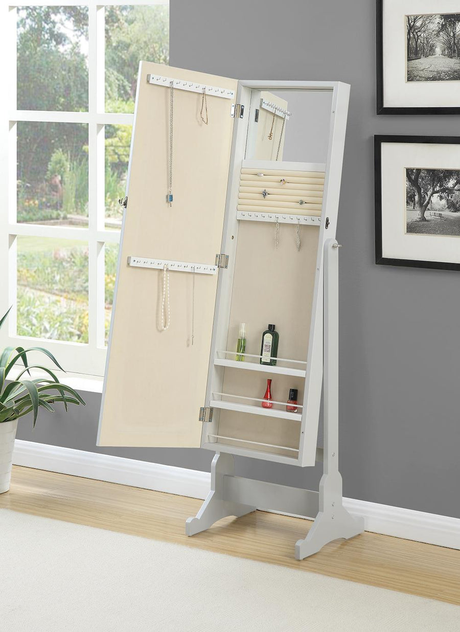 Transitional Dove Grey Cheval Mirror Armoire