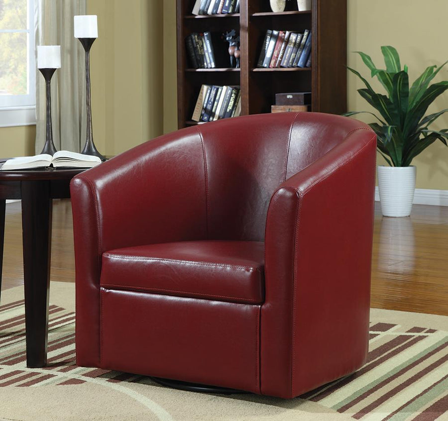 Contemporary Faux Leather Red Accent Chair