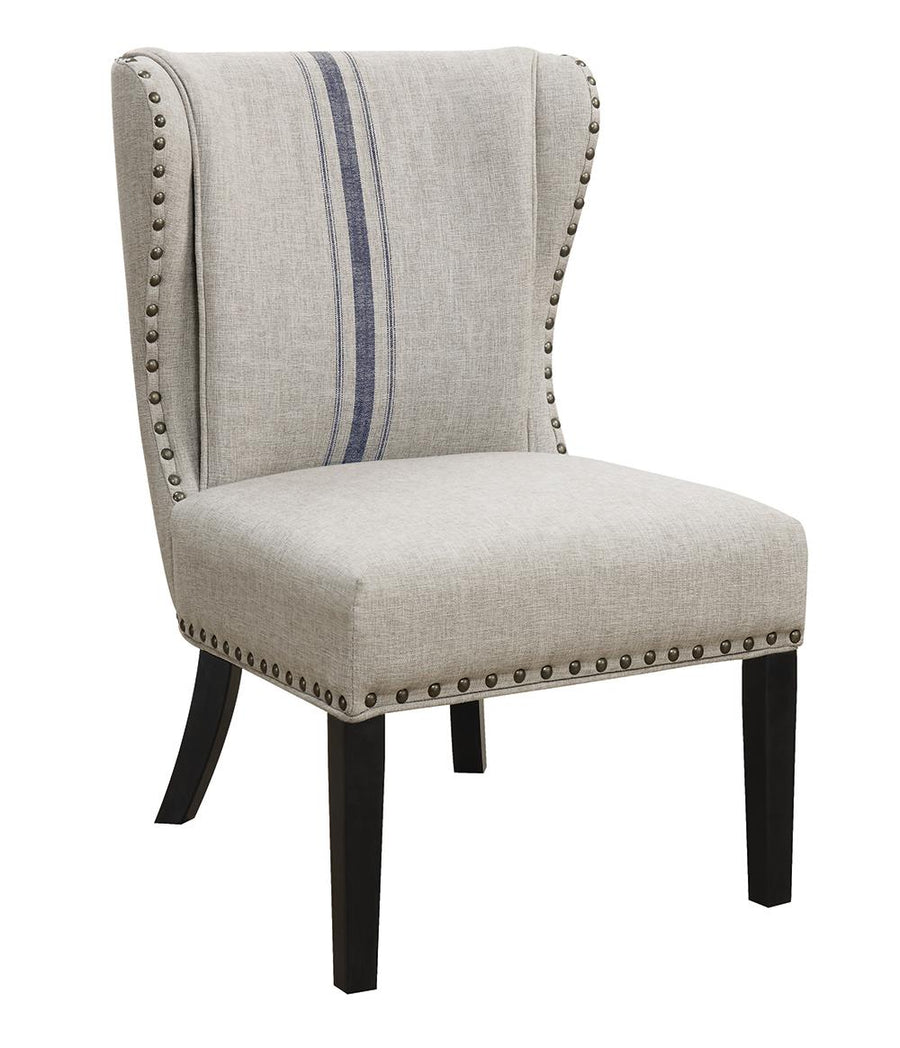 Traditional Grey and Blue Accent Chair