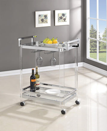 Traditional Clear Acrylic and Chrome Serving Cart