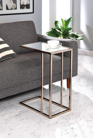 Contemporary Chocolate Chrome and White Snack Table