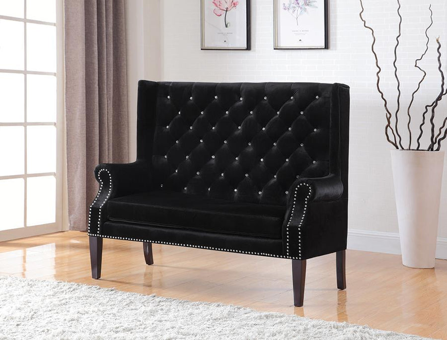 Transitional Black and Rhinestone Settee