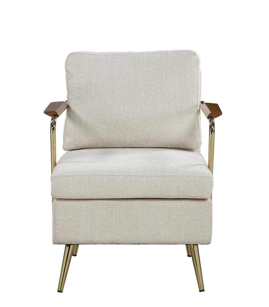 Modern Beige and Brass Accent Chair