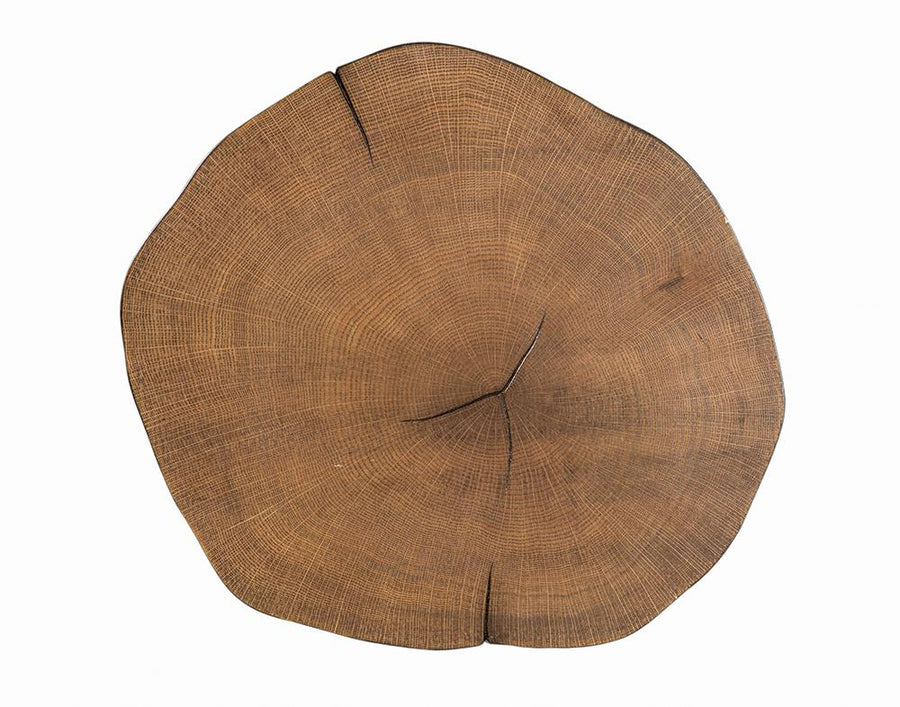 Rustic Brown Tree Trunk-Inspired Accent Table