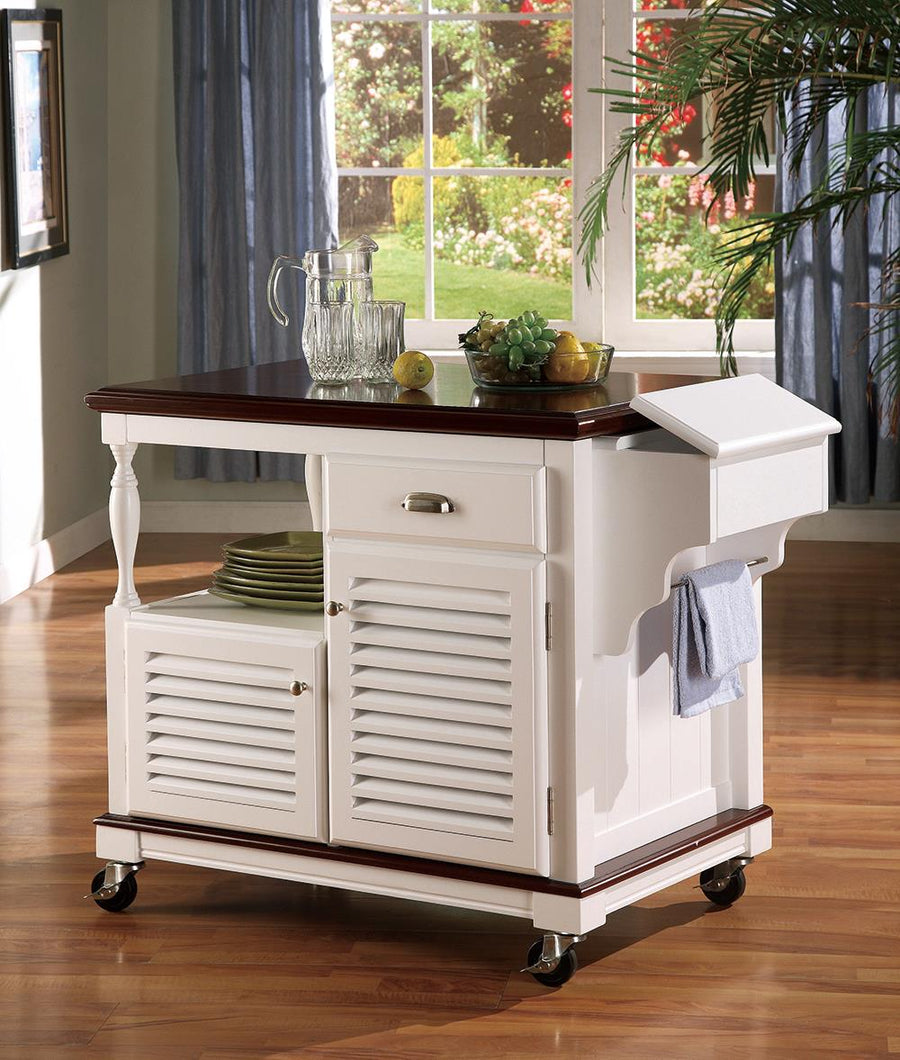 Traditional White Kitchen Cart