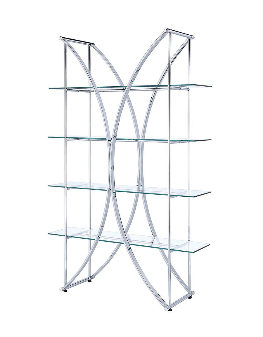 Contemporary Chrome and Glass Bookcase