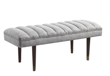 Mid-Century Modern Grey Upholstered Bench