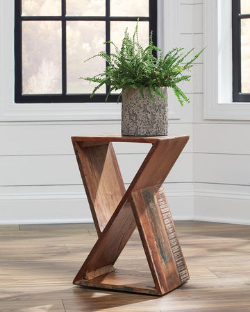 Industrial Reclaimed Wood Accent Table