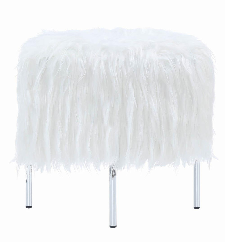 White Faux Sheepskin Ottoman