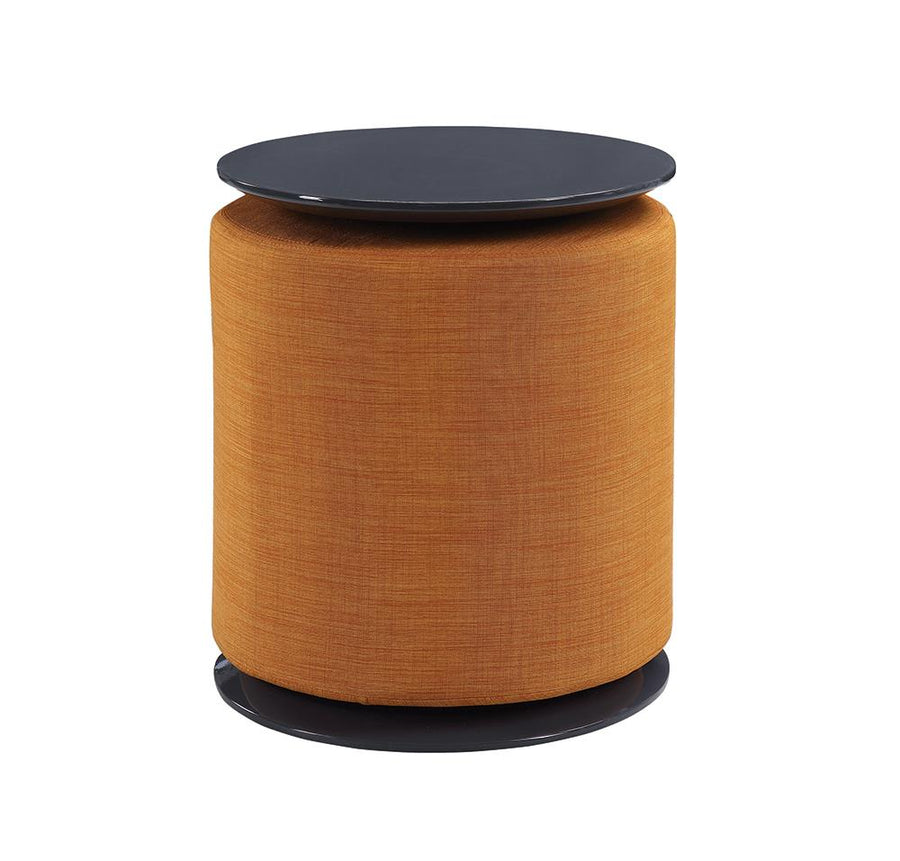 Transitional Orange and Grey Accent Table and Ottoman