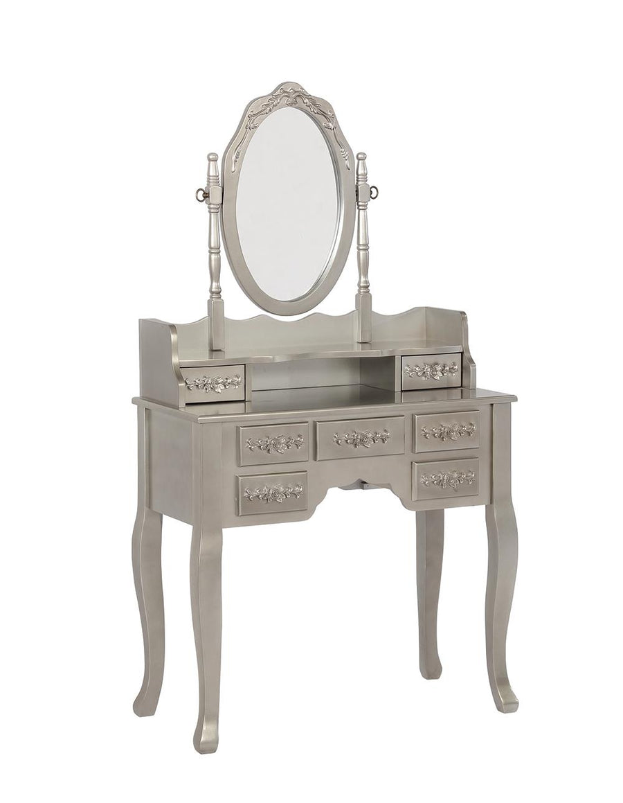 Contemporary Metallic Silver Vanity Set