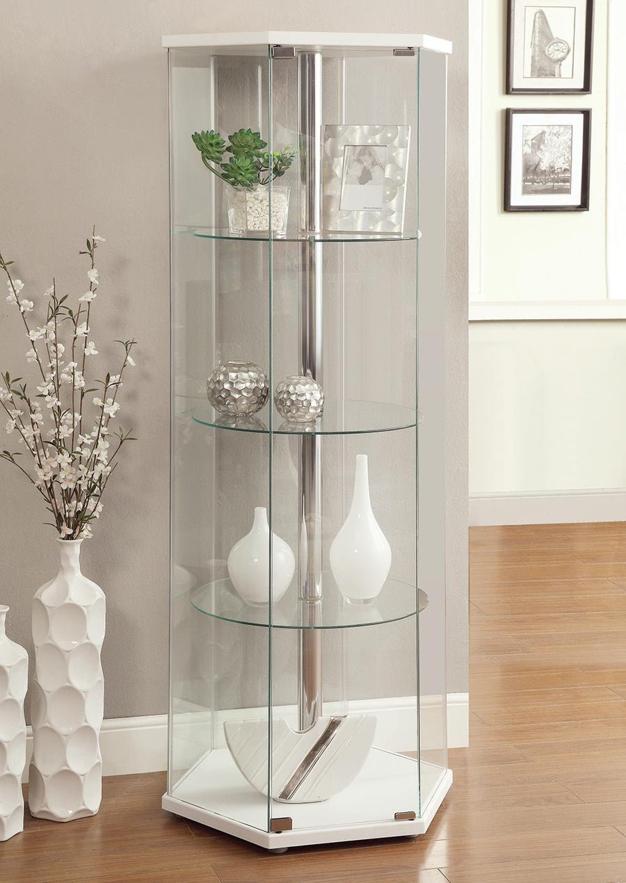 Traditional Glass Hexagon Curio Cabinet