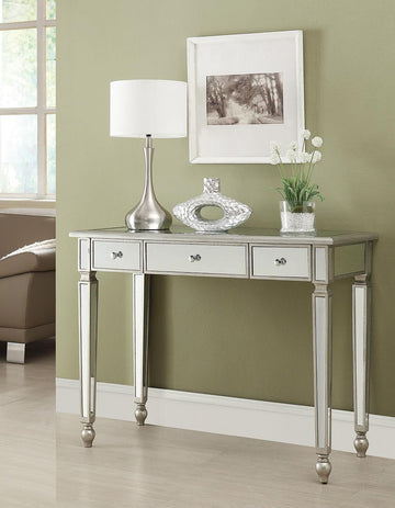 Contemporary Antique Silver Mirrored Console Table