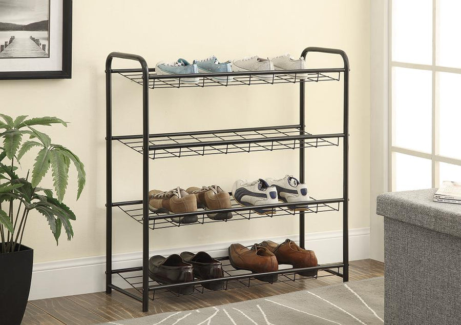 Transitional Black Shoe Rack