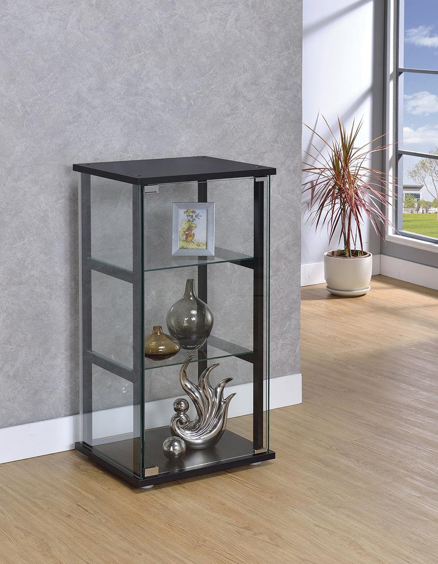 Contemporary Black and Glass Curio Cabinet