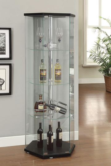 Traditional Glass Hexagon Curio Cabinet