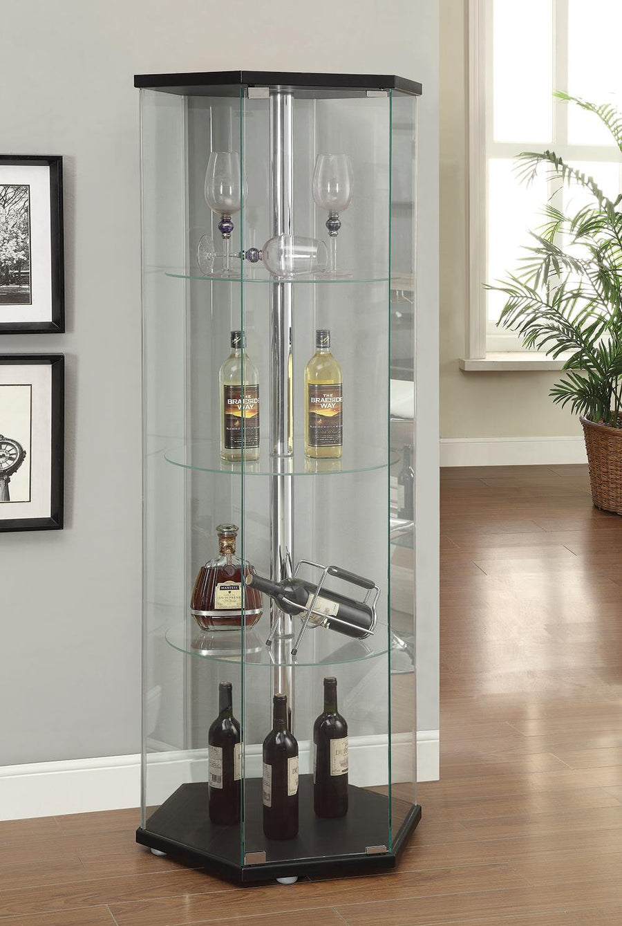 Traditional Glass Hexagon Curio Cabinet