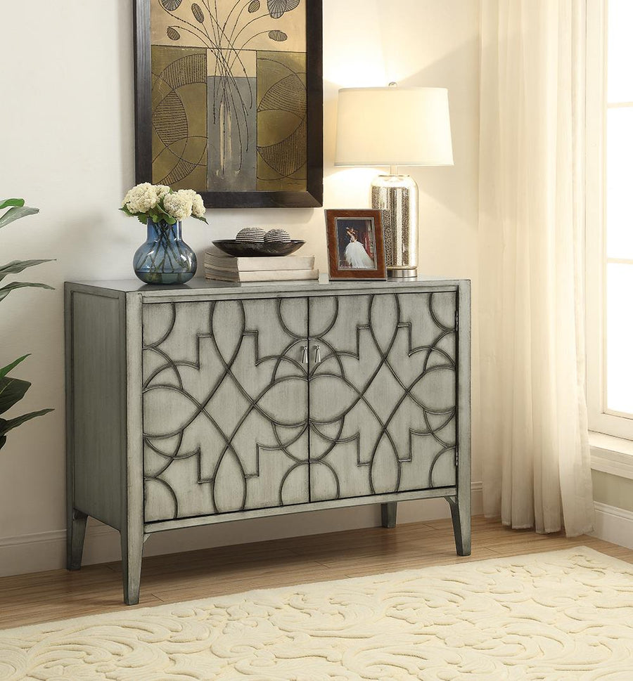 Transitional Silver Two-Door Accent Cabinet