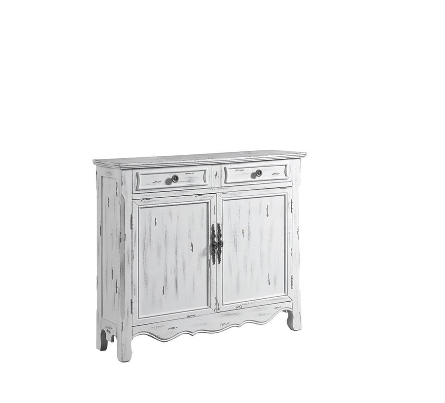 French Country Antique White Accent Cabinet