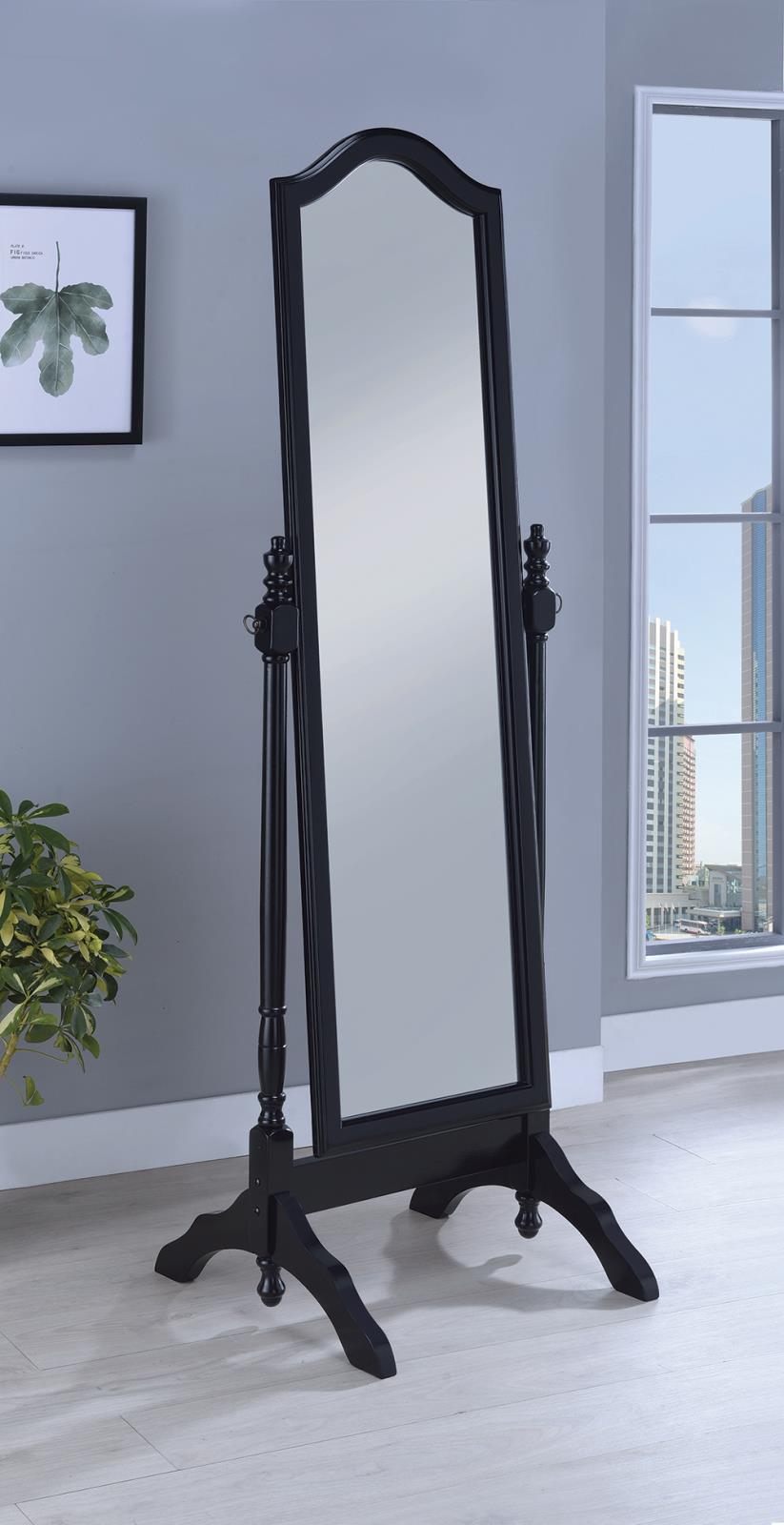 Transitional Black Cheval Mirror