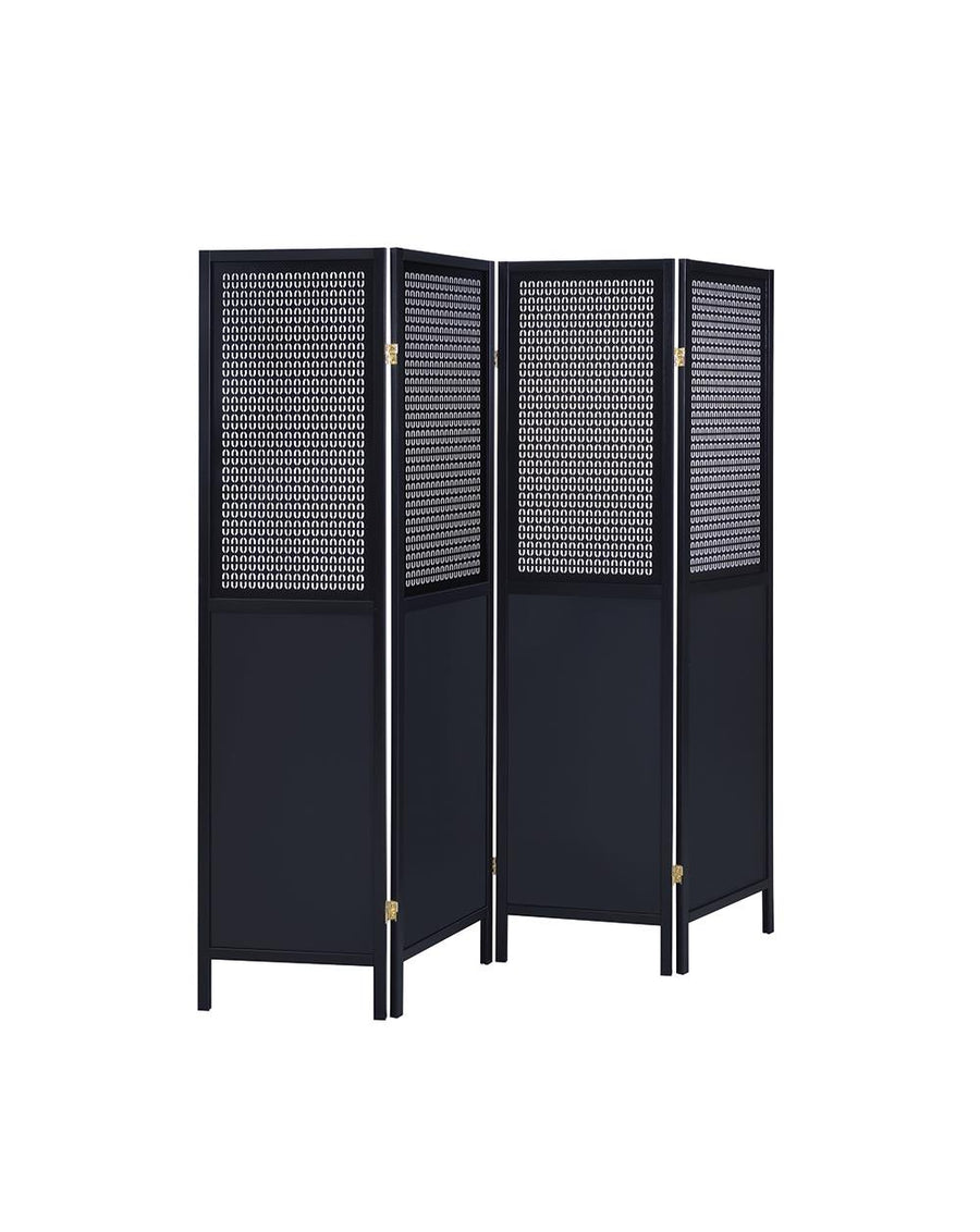 Contemporary Black Four-Panel Screen