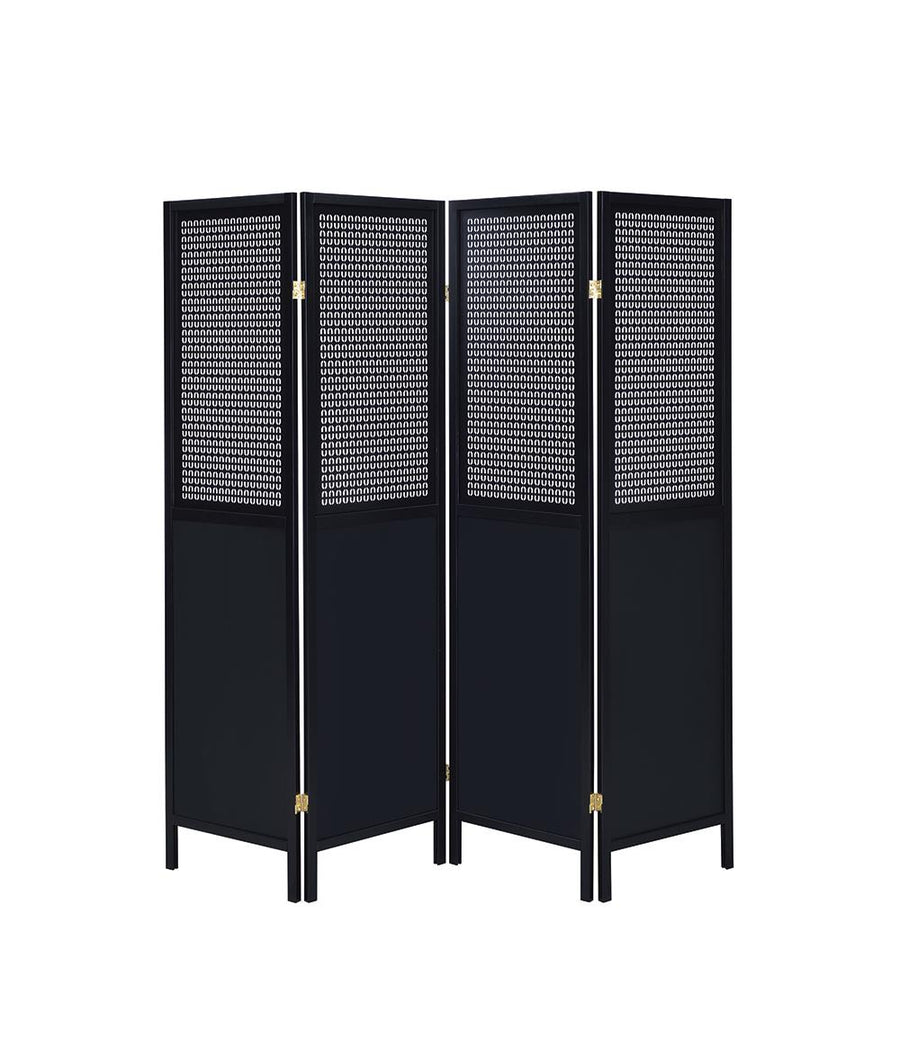 Contemporary Black Four-Panel Screen