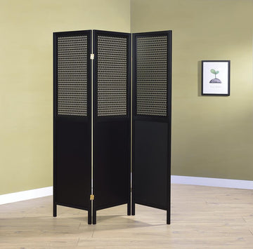 Contemporary Black Three-Panel Screen