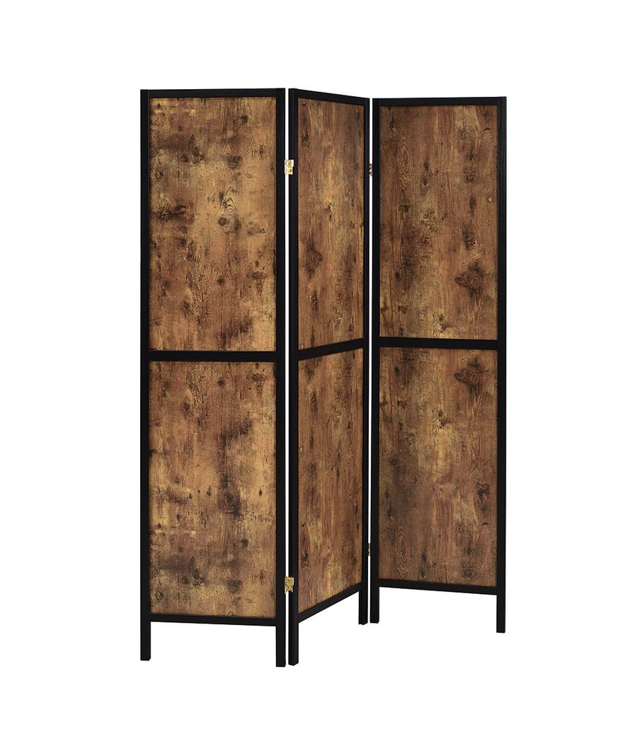 Rustic Antique Nutmeg Three-Panel Screen