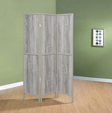 Rustic Grey Driftwood Three-Panel Screen