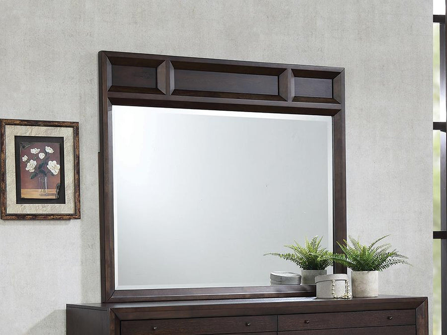 Bingham Retro-Modern Brown Oak Mirror